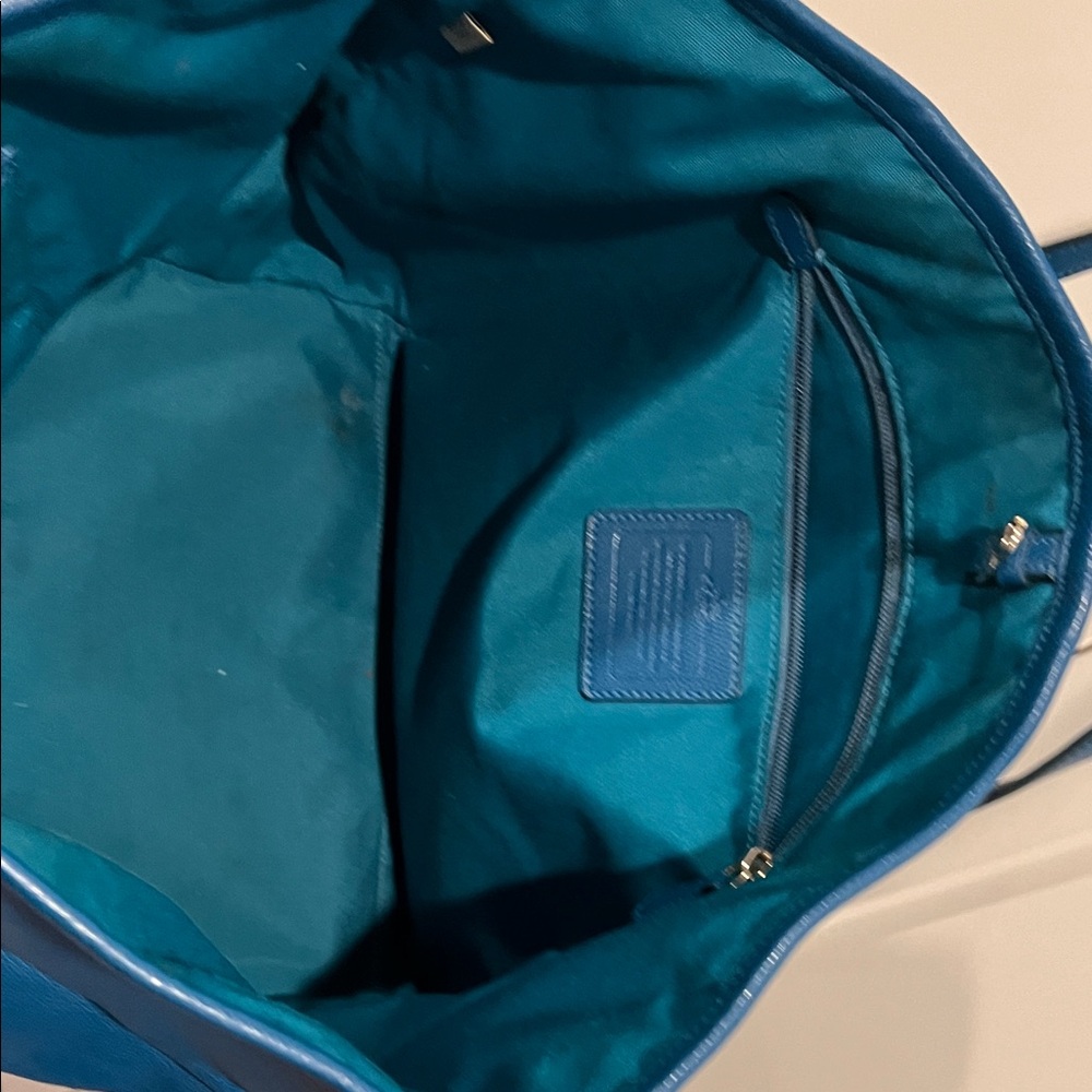 COACH glossy blue Leather Tote – (Slouchy & Soft) - Picture 12 of 15